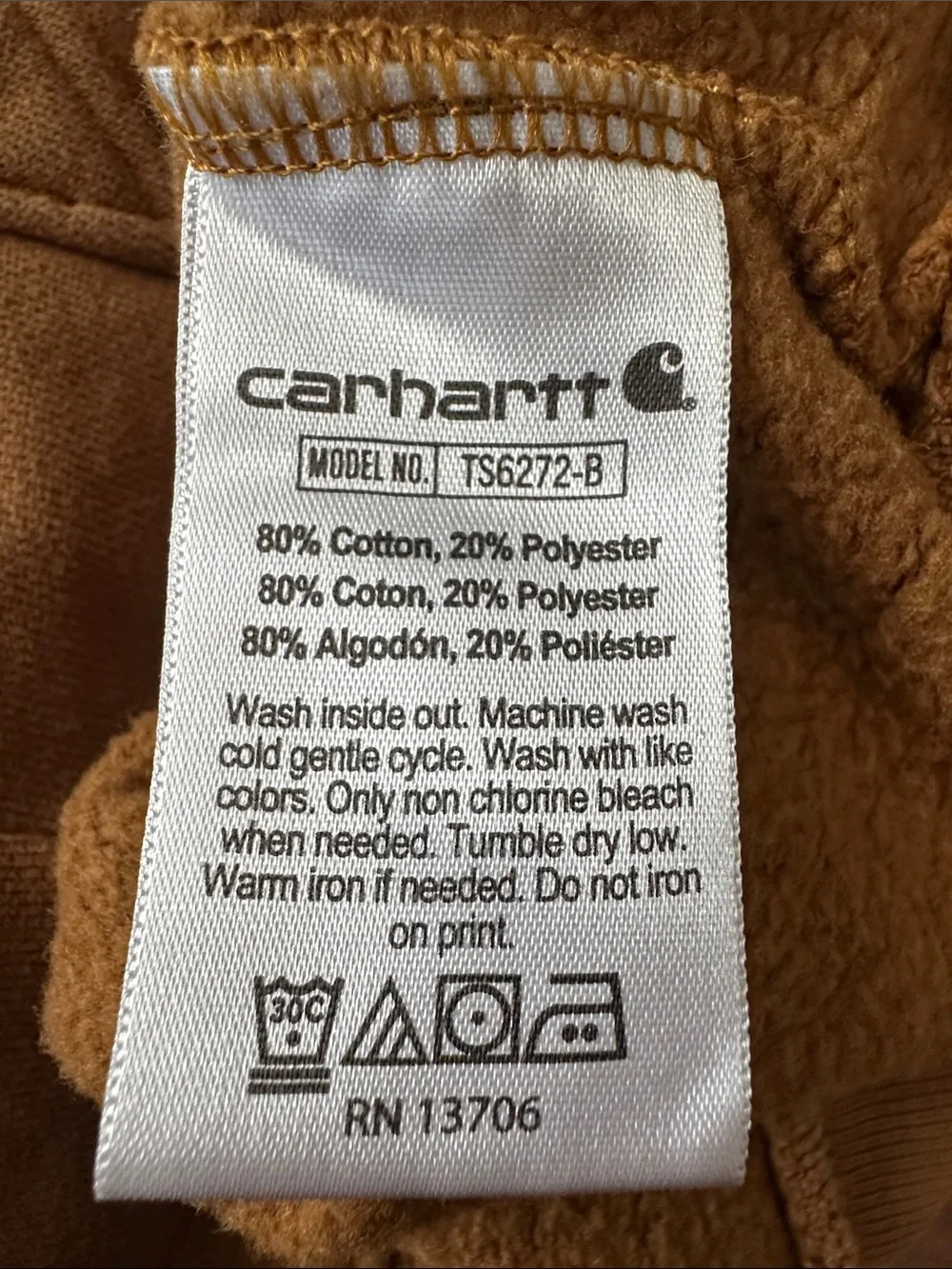Carhartt Kids Caramel Brown Hoodie Size 5 Logo Sweatshirt’s